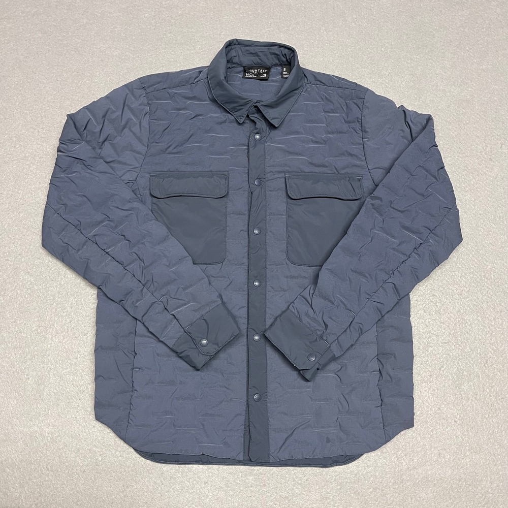 Mountain Hardwear Jacket Mens Small Gray Puffer 700 Down Fill Button Up Hiking